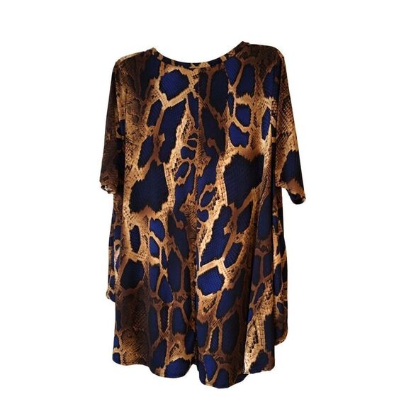 Luca Bella Snake Print V Neck Top 5X - Picture 3 of 7